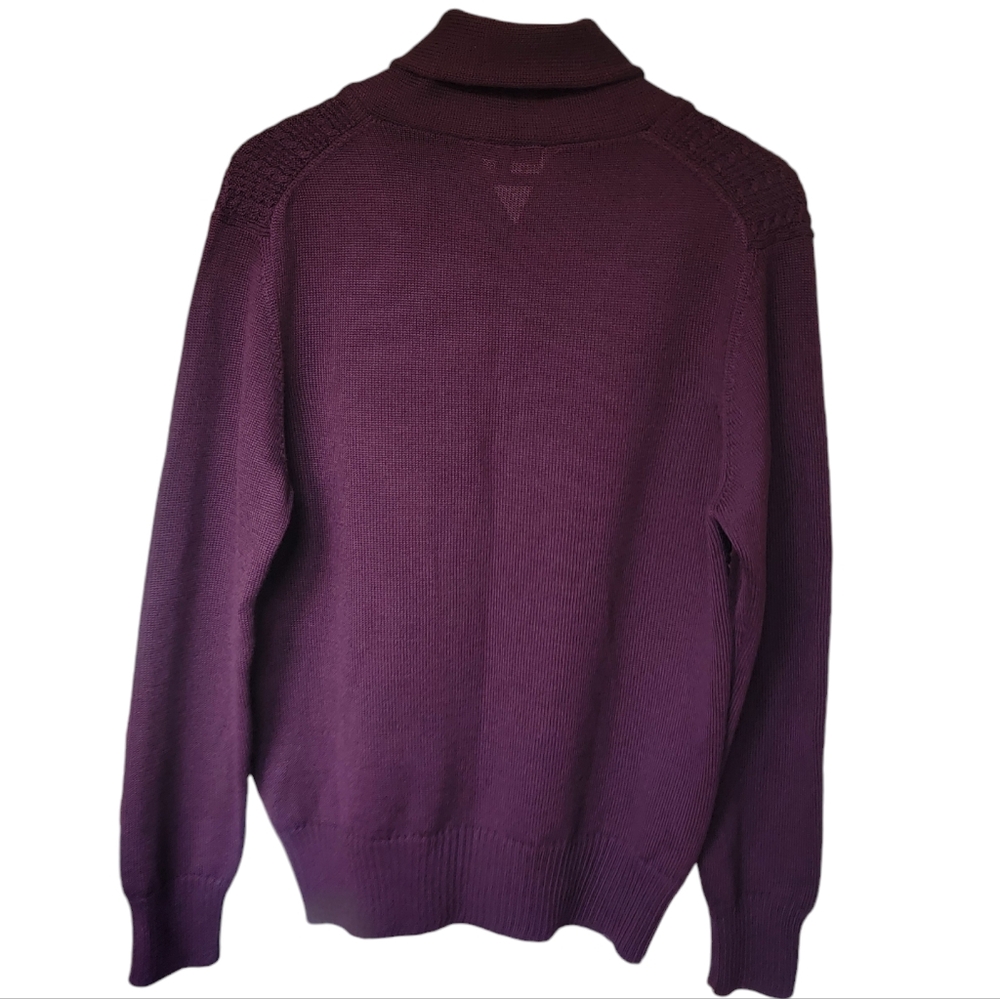 Vintage Harry Rosen Shawl Sweater Burgundy Merino Wool Blend Pullover Ac… - Picture 3 of 16